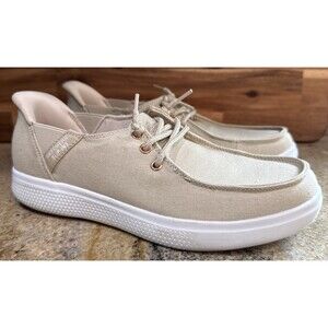 Skechers Shoes Womens 7 Natural Textile BOBS Slip Ins Comfort Moc Toe 114814